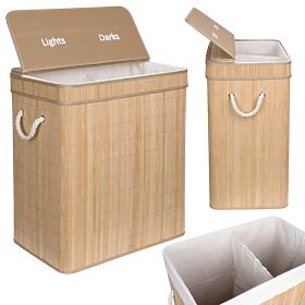 Bambusz szennyestartó Soren 2 rekeszes természetes