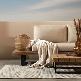 Borgo kerti sarokkanapé asztallal, FSC akácfa, teak megjelenés, bézs