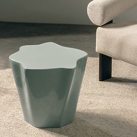 Bow oldalsó asztal 49 cm, zsálya, fényes, lekerekített formák