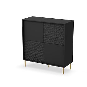BULLET KM-2 komód fekete, lábak: arany