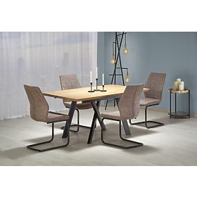 CAPITAL asztal 160-200 cm, arany tölgy / fekete (2p=1ks)