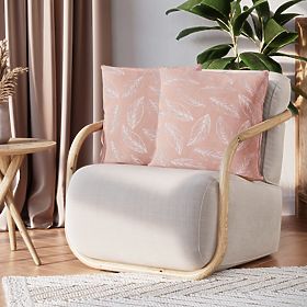 Dekoratív párnahuzat CALM púderrózsaszín növényi mintával klasszikus stílusú bársony 45x45