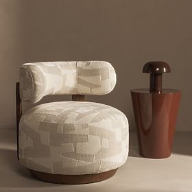 Dolce relaxációs fotel, lekerekített formák, bézs/krém, dió