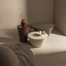 Eclipso dohányzóasztal, 60 cm, krémfehér, fényes