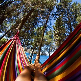 Egyszemélyes függőágy 40 cm-es terítőrúddal 400257 Sárga