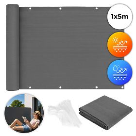 Erkély árnyékoló szerelvényekkel 100x500 cm árnyékoló háló + szerelési elemek szürke MultiGarden