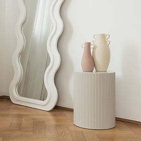 Ermanno oldalsó asztal, 35 cm, szürke-bézs, bordázott, lectus