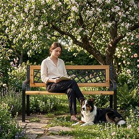 Fa padkerti pad rácsos háttámlával 118x52 cm park MultiGarden