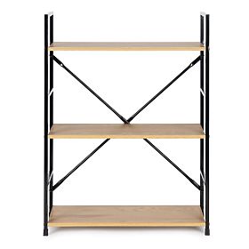 Fa polc fém vázzal széles LOFT 3 polc, MODERNHOME