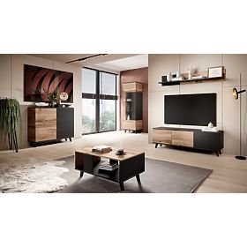 Fali polc RANDOM P-1 - Wotan Tölgy/Fekete, Halmar