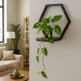 Fali virágtartó függő polc növényekhez dekoráció loft hexagon ModernHome