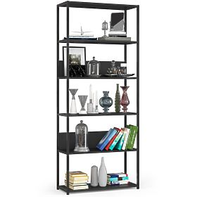 Fekete-fekete fém loft polc 80 cm - 6 polc