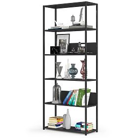 Fekete-fekete fém loft polc 80 cm - 6 polc