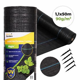 Fekete UV 90g gyomgátló agrotextília 1,1x50m MulltiGarden szegekkel, MultiGarden