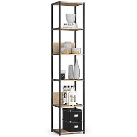 Fém loft polc 40 cm - fekete-sonoma tölgy - 6 polc