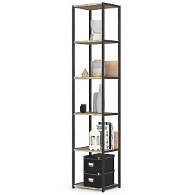 Fém loft polc 40 cm - fekete-sonoma tölgy - 6 polc