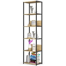 Fém loft polc 50 cm - fekete-tölgy artisan - 6 polc