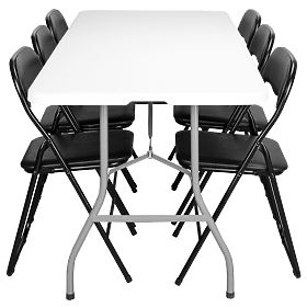 FETA WHITE 180 cm-es vendéglátó készlet + 6 BASICO szék