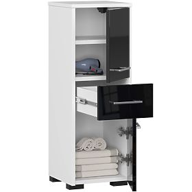 FIN FÜRDŐSZOBA SZEKRÉNY OSZLOP 30 2D 1SZ 85cm FEKETE FÉNYES
