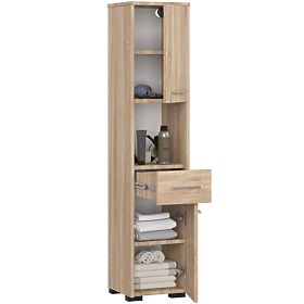 FIN FÜRDŐSZOBAI OSZLOP POLC 30 2D 1SZ 1W 140cm SONOMA TÖLGY