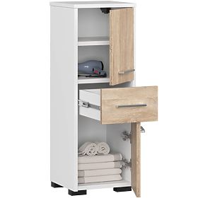 FIN FÜRDŐSZOBAI SZEKRÉNY OSZLOP 30 2D 1SZ 85cm PK FEHÉR / SONOMA
