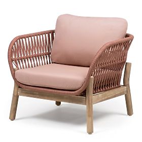 Fiorentino kerti bútorkészlet teakfa megjelenéssel, fonott, világos akácfa FSC, terrakotta, lekerekí