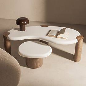 Floe dohányzóasztal 125 cm, fehér/dió