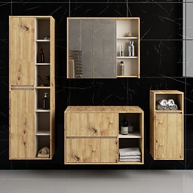 FÜGGŐ FÜRDŐSZOBAI BÚTOR SZETT NYÍLÁSOKKAL VAMI ARTISAN TÖLGY / KASMÍR