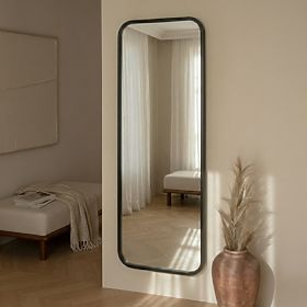 Függő tükör fa keretben Spira 60x160 cm, téglalap alakú, lekerekített, fekete