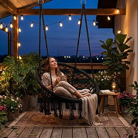 Függőszék boho kerti hinta fekete MultiGarden