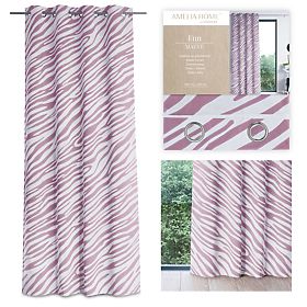 FUN rózsaszín függöny állatmintás trópusi stílusú ezüst fém karikákkal