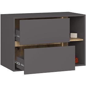 FÜRDŐSZOBAI MOSDÓ ALATTI SZEKRÉNY VAMI W 90 cm 2 FIÓK GRAFIT SZÜRKE / ARTISAN TÖLGY