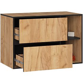 FÜRDŐSZOBAI MOSDÓ ALATTI SZEKRÉNY VAMI W90 2SZ 2P PK CRAFT TÖLGY / FEKETE