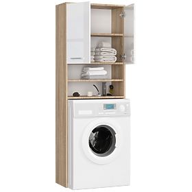 FÜRDŐSZOBAI POLC MOSÓGÉP FÖLÉ SONOMA TÖLGY / FEHÉR FÉNYES