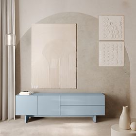 Glim TV szekrény, füstös kék, fényes, lectus