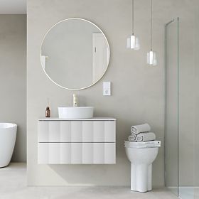 Grita 80 cm-es mosdó alatti szekrény, fehér, hullámos előlap