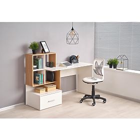 GROSSO íróasztal - arany tölgy / fehér, Halmar