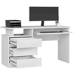 ÍRÓASZTAL CLP 135cm PK FEHÉR / FEHÉR FÉNYES