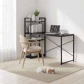 Iskolai számítógépasztal 120x60 cm polccal és 3 fekete polccal ModernHome, MODERNHOME