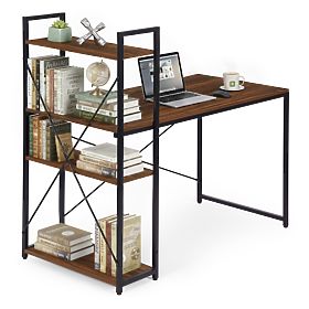 Iskolai számítógépasztal 120x60 cm polccal és 3 tárolóval sötét dió loft ModernHome, MODERNHOME