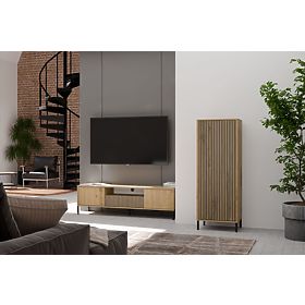 KAMARO 1DD SLIM ARTISAN Tölgy Lamellás Előlapos Vitrin