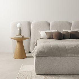 Kárpitozott Fencee ágy 160x200 cm, ráccsal, lekerekített, világos bézs