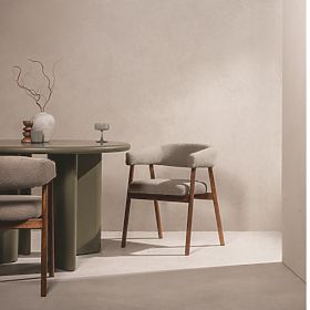 Kárpitozott Giovani szék, világosbarna/tölgyfa, lekerekített, lectus