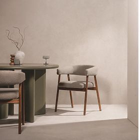 Kárpitozott Giovani szék, világosbarna/tölgyfa, lekerekített, lectus