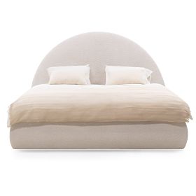 Kárpitozott Orbi ágy 140x200 cm, ráccsal és tárolóval, lekerekített, bézs, lectus