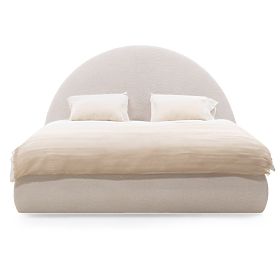 Kárpitozott Orbi ágy 160x200 cm, ráccsal és tárolóval, lekerekített, bézs, lectus