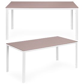 Kerti asztal 6 személyre 156x78 cm polywood terasz bútor bézs fehér MultiGarden, MultiGarden