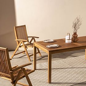 Kerti asztal Familis, 160 cm, teak megjelenés, FSC eukaliptusz fa, lectus