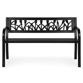 Kerti pad dekoratív háttámlával 120x50 cm fém park fekete MultiGarden, MultiGarden