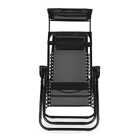 Kerti strand nyugágy állítható háttámlával és mozgatható tetővel Modernhome - fekete, MultiGarden